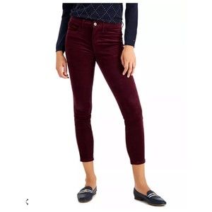 Tommy Hilfiger Women's Cords Casual Red Wine Corduroy Ankle Tribeca Skinny 18